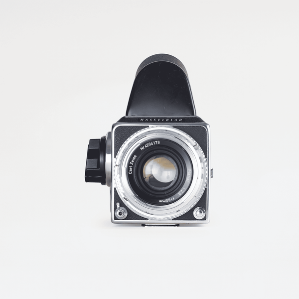 Hasselblad 500CM Black + Silver Carl Zeiss Planar 80mm F/2 .8 + Prism Finder | CLA'd