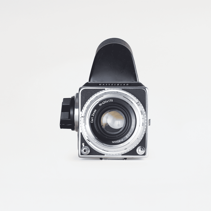 Hasselblad 500CM Black + Silver Carl Zeiss Planar 80mm F/2 .8 + Prism Finder | CLA'd