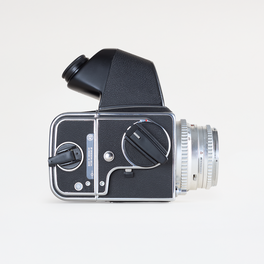 Hasselblad 500CM Black + Silver Carl Zeiss Planar 80mm F/2 .8 + Prism Finder | CLA'd