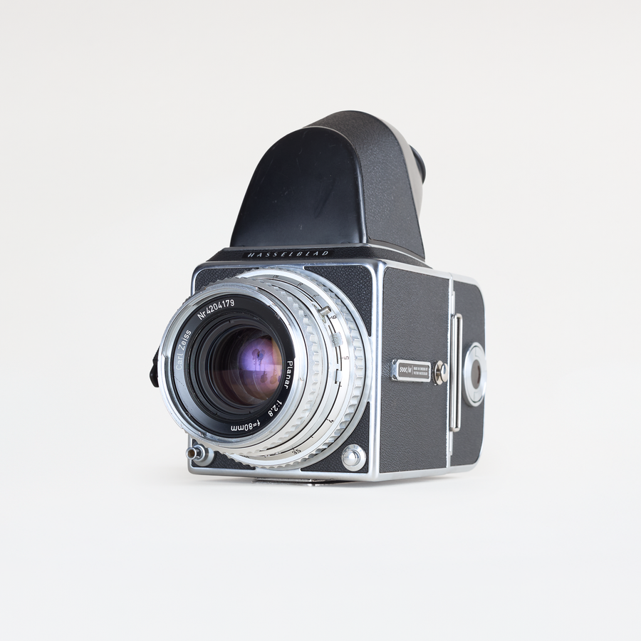 Hasselblad 500CM Black + Silver Carl Zeiss Planar 80mm F/2 .8 + Prism Finder | CLA'd