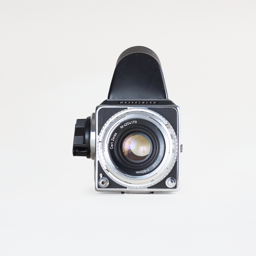Hasselblad 500CM Black + Silver Carl Zeiss Planar 80mm F/2 .8 + Prism Finder | CLA'd