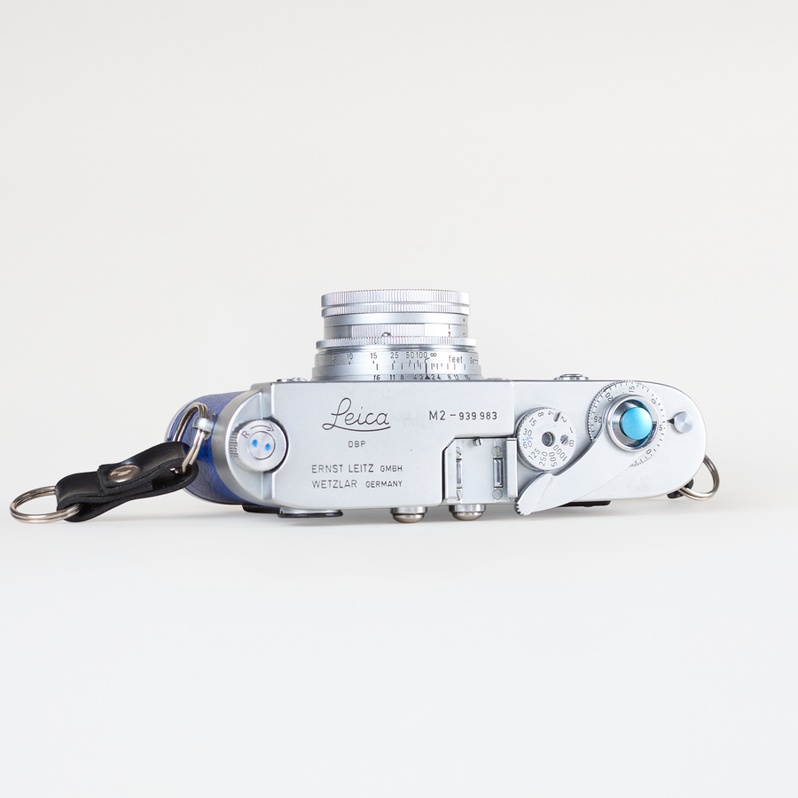 Leica M2, Single Stroke + Elmar 50mm 2.0 CLA'd - Blue Leather