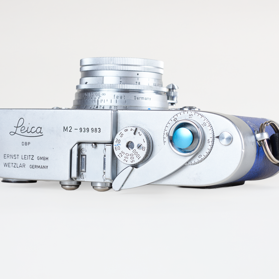 Leica M2, Single Stroke + Elmar 50mm 2.0 CLA'd - Blue Leather