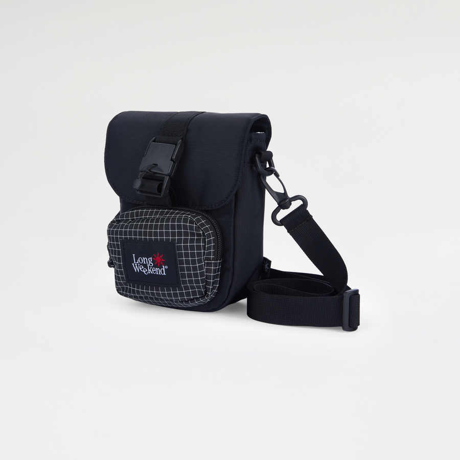 Long Weekend Crossbody Bag in Black, three-quarter with strap