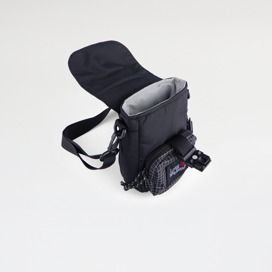 Long Weekend Crossbody Bag in Black, open