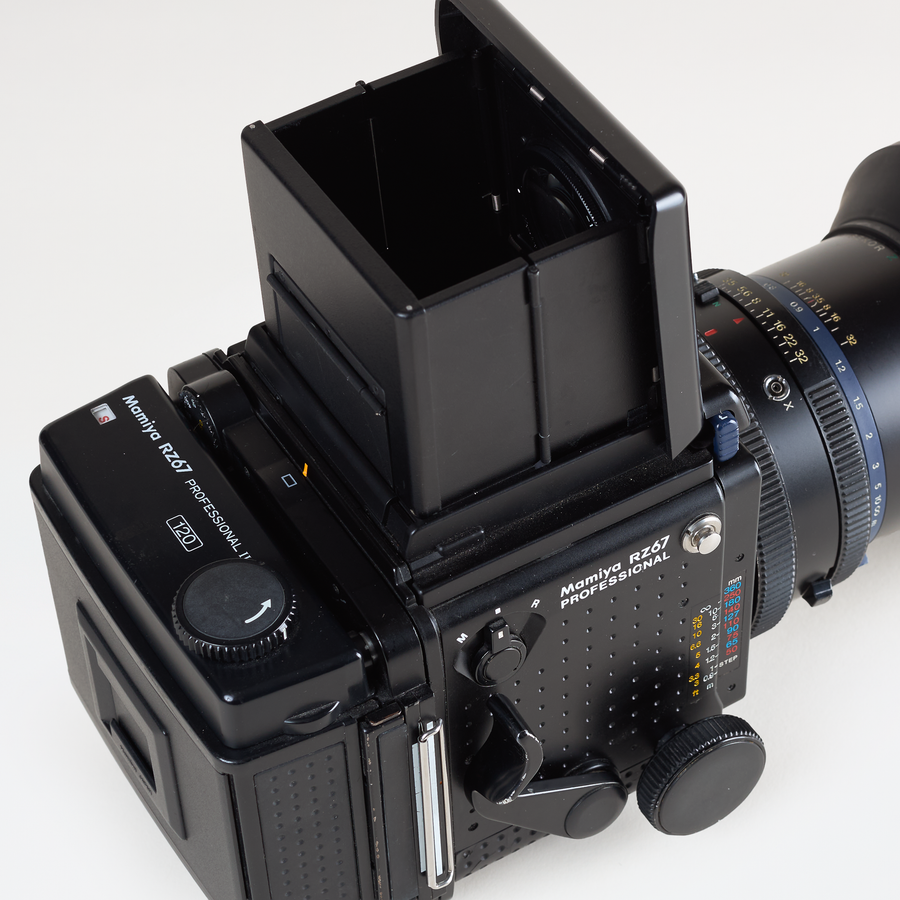 Mamiya RZ67 Pro B grade, top with finder open